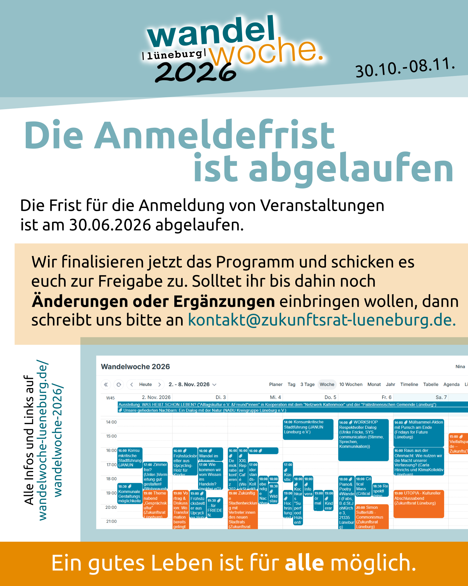 Die Anmeldefrist ist abgelaufen